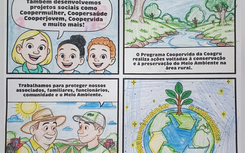 Programa Coopervida ganha destaque em história em quadrinhos comemorativa dos 50 anos da Coagru